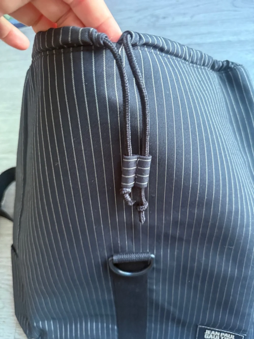 Jean Paul Gaultier Black Pinstripe Crossbody Messenger